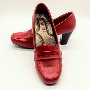 Rinnati Karen Red Stacked Heel Pumps - Size 5.5